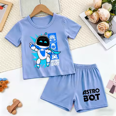 Game Astrobots Kids Pajamas Set Astro Robot Girl Boy Home Sleepwear Modal Tops Shorts 2pcs Cartoon P