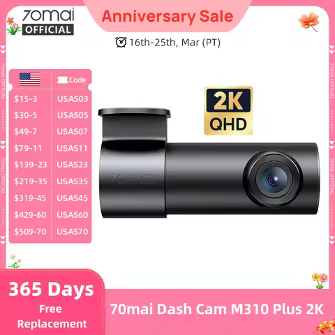70mai Dash Cam M310 Plus 2K 1440P Super Night Vision F1.55 Aperture 70mai M310 2K Car DVR 24H Parkin