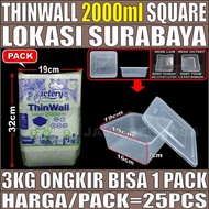 Thinwall SQ Tebal 1000ml 1500ml 2000ml 3000ml Pack Kotak Makanan Square Plastik SBY
