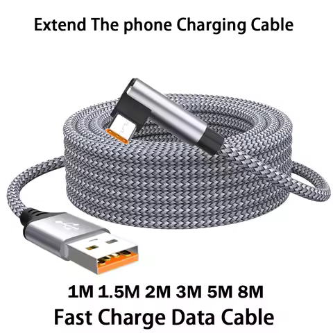 Type-C USB Elbow USBC Fast Charge Cable 1m/3m/5m/8m Phone Extend Charging Cable for Samsung Huawei X