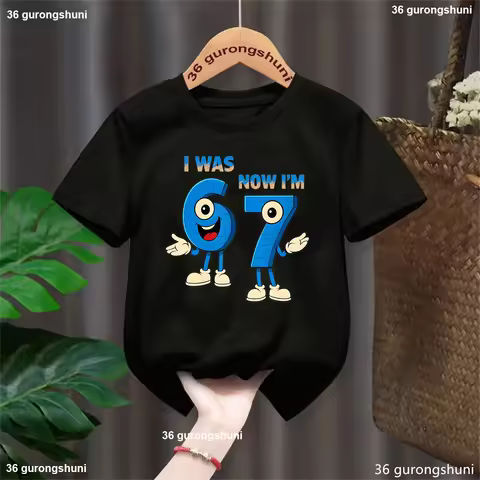 Cute I Was 6 Now I Am Seven Printed T Shirt Girls/Boys Italian Brainrot 7th Birthday Gift Shirt Kawa