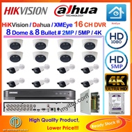 Qi Tech HiK Vision Dahua XMEye CCTV 16-CH 2MP / 5MP DVR Recorder + Hard Disk with Infra Red Bullet +