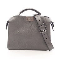 【二手】Fendi FENDI Peekaboo ISeeU 小號金屬色 2WAY 手提包 7VA530 深銀色皮革 Peekaboo ISeeU Selleria 小號