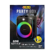 ลำโพงบลูทูธ AJ รุ่น AJ-X65 Party Box 60W เชื่อมต่อเป็นคู่แบบ TWS ได้ แถมไมโครโฟนไร้สาย