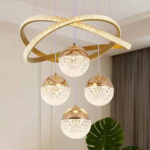 Modern LED Chandelier Lighting Three LED Colors Nordic Restaurant Lighting Living Room Chandelier Ha
