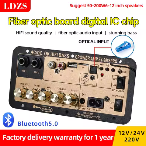 ZY-D9088PRO Digital Bluetooth Amplifier Board Subwoofer Dual Microphone Karaoke 30-120W Amp Speaker 