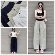 Women's Wide Leg Soft Wind Pants with Elastic Waist at the Back MA686