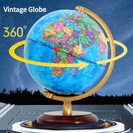 20/25/32CM Vintage LED Light Globe World Earth Wooden Base Geography Educational Toy Luminous Teachi