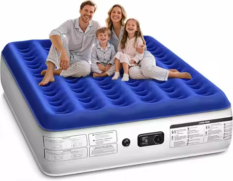 Queen Air Mattress with Built-in Pump, Fast Inflation in 2 Mins, Supports 660 lbs for Home and Guest