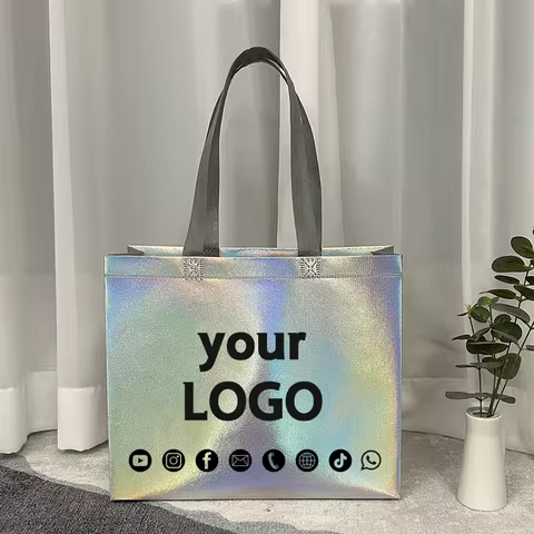 20 pieces/laser shoulder handbags, shoe shopping bags, high-end non-woven bags, shopping mall bags, 