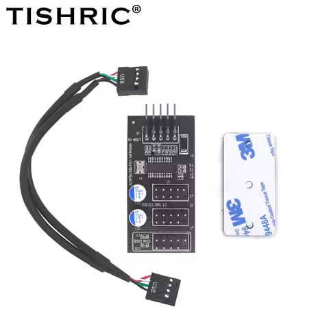 TISHIRC USB Splitter 1 to 3 USB2.0 9Pin Header Board USB 9Pin 1 to 3 adapter for NZXT Liquid Cooling