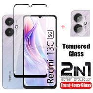Redmi 13C 2024 4G 5G Screen Protector 2in1 Full Cover Tempered Glass For Redmi13C Camera Lens Film P