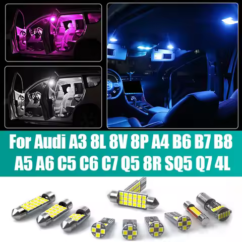 For Audi A3 8L 8V 8P S3 RS3 A4 B6 B7 B8 S4 A5 S5 A6 C5 C6 C7 S6 Q5 8R SQ5 Q7 4L Car LED Bulbs Interi