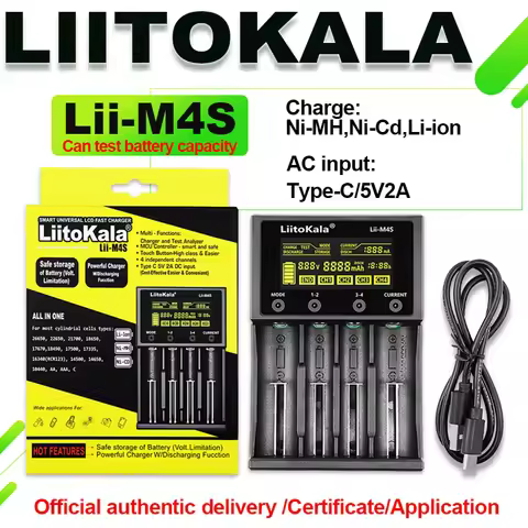 LiitoKala Lii-M4S 18650 LCD Multifunctional Battery Charger For 3.7V 1.2V 26650 21700 14500 18350 17