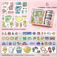 (4 lbr + 4 roll) Stiker Kartun Korea Lucu DIY Design Buku Scrapbook Hadiah Anak STK2014