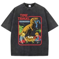 Stealing Dinosaur Baby Caught Washed Retro Men Tshirts Cotton Casual Short Sleeve Fashion Breathable