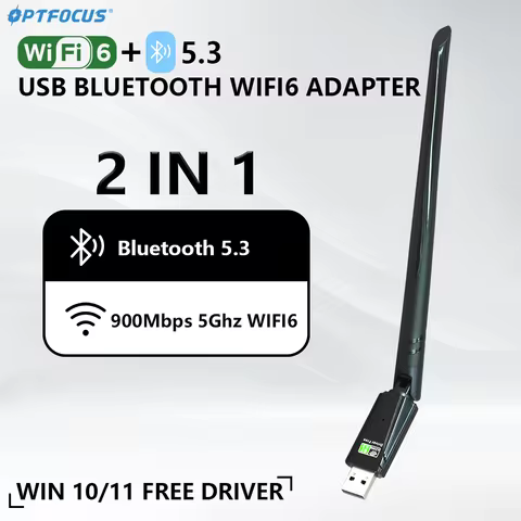 OPTFOCUS 900mbps USB WIFI6E Bluetooth5.3 AX Wifi Adapter 2 in 1 For PC BT wifi5 2.4G 5G 5dbi Dongle 