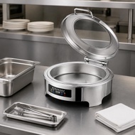 Flip Lid Stainless Steel Buffet Warmer Transparent Window Window Electric Buffet Server Easy to Clea