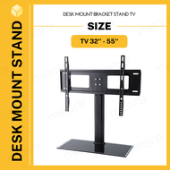 Desk Mount Monitor TV Bracket Stand with Tempered Glass Base 32 Inch - 55 Inch