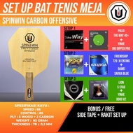 PAKET BAT PINGPONG RAKITAN SPIN WIN HEXAGON CARBON DAWEI LION PALIO YINHE - IZZSHOP7