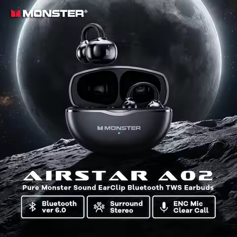 Monster Airstar A02 OWS Bluetooth 6.0 Ear Clip Headphones HiFi Stereo Sport Earbud Open Ear Air Cond