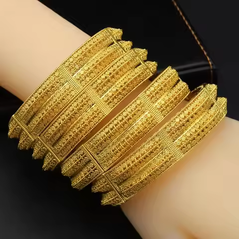 ANIID Indian 24K Gold Color Bangle Bracelet Jewelry Arabic Indian Women Charm Luxury Bangles African