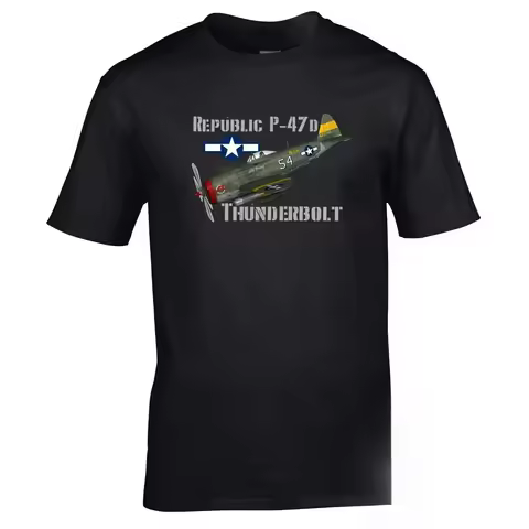 US Air Force P47 D Thunderbolt Fighter Aircraft T-Shirt. Premium Cotton Short Sleeve O-Neck Mens T S