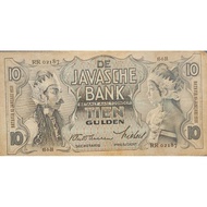 Uang Kuno Negara Indonesia 10 Gulden Wayang Tahun 1934 Kondisi Kertas
