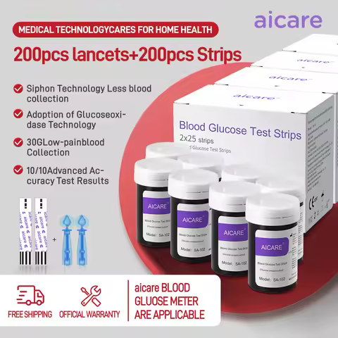 Aicare Blood Glucose Test Strips/Lancets 50/100/200pcs Blood Glucose Meter Test Strips and Lancets f