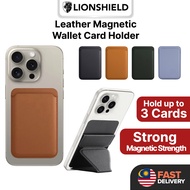 (MY) LionShield Premium Leather Magnetic Wallet Card Holder with Stand, Compatible with iPhone 17/16