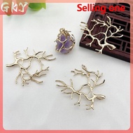 GKY 1PC Cabochon Cameo Necklace Pendants Hairpin Accessories New Tree Branch Copper Plating Gold DIY