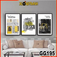 Canvas wall painting with 3 wooden frames, decorative painting for living room, bedroom, dining room