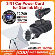 3 In 1 Mini Dual USB Car Charger 12V-24V Vehicles 2M DC Cable Digital Voltmeter Waterproof Extension