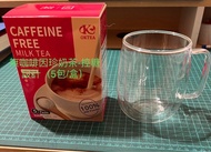 ⭐️全新【OKTEA歐可茶葉】無咖啡因珍奶茶-控糖設計（5包/盒）+雙層隔熱有柄玻璃杯（杯口直徑約8cm，高約11cm）