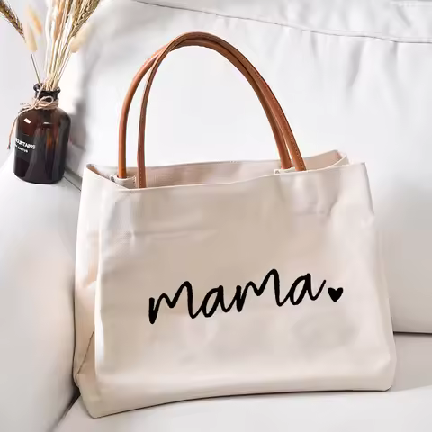 Mama Tote Bag Women Lady Canvas New Mom Grandma Nana Mimi Gigi Gifts for Mother's Day Baby Shower Be