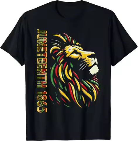 "Juneteenth 1865 African Lion" Freedom Celebration Graphic Tee Men Women Vintage June 19th T-shirts 