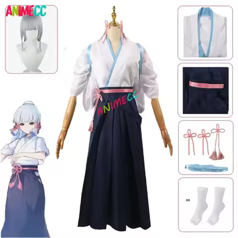ANIMECC Genshin Impact Ayaka Kamisato Cosplay Kimono Role Cosplay Costume Wig Woman Kendo Clothing H