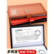 Bill Folder Periodic Genuine Leather Deposit Slip Storage Book Current Check Collection Book C3Passb