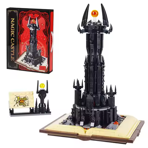 900+PCS Creative Sauron Castle Building Blocks Dark Tower Magic Book Architecture Assemble Bricks To
