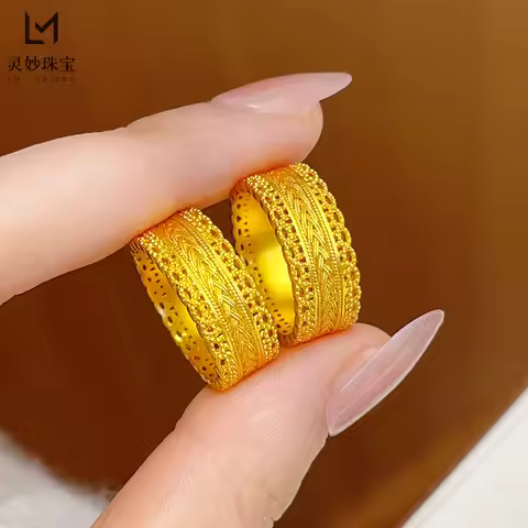 Cultural Ring Women's 24K Gold AU999 - Filigree Coin Pure Gold Ring, AU999 Solid Gold, Chinese Style