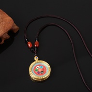 ✨Tibet Tangka Gawu Box Golden Round Double-Sided Hand-Painted Manjusri Green Tara Amitabha Zodiac 26