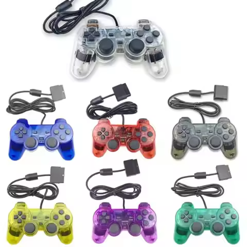 Transparent Color Wired Gamepad for PS2 Console Controller with Vibration for PS2 Gaming Controller