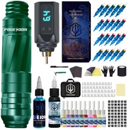 POSEIDON Tattoo Pen Kit-Tattoo Pen with 20Pcs Tattoo Cartridge Needles, Tattoo Machine Kit with Wire