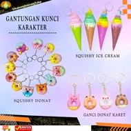 GANTUNGAN (SKN) SQUISHY KEYCHAIN WITH ICE CREAM DONUT CHARACTER VARIOUS SHAPE KEYCHAIN COLLECTION SO