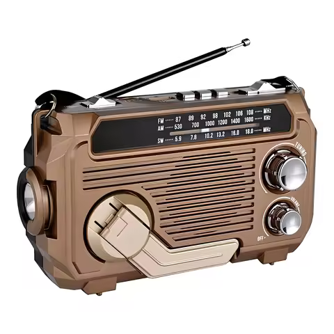 PX-777 Multi-function SW AM FM Radio Hand Crank Emergency Solar Radio BT5.2 Wireless Speaker 1200mAh