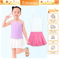 Bomines girls' skirt Set, 2-piece shirt mixed with dynamic pleated skirt for children 2-12 years old