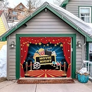 Movie Night Garage Door Cover Banner Decorations Backdrop 7x8ft Movie Theme Red Carpet Garage Door C