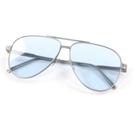 LOUIS VUITTON2024 Z2544U LV Ride 金屬雙樑淚滴形太陽眼鏡，銀色鏡框，藍色鏡片，尺寸 63□12-150，義大利製造，附盒子和防塵袋，狀況極佳。