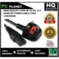 HIGH QUALITY 3 PIN UK TO IEC C13 DESKTOP POWER CABLE FUSE 1.8M/3M/5M