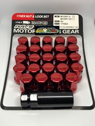 น๊อตล้อรถยนต์ เหล็ก เกลียว 1.5 เบอร์ 17 จำนวน 24 ตัว มีบล๊อค Rays นะครับ